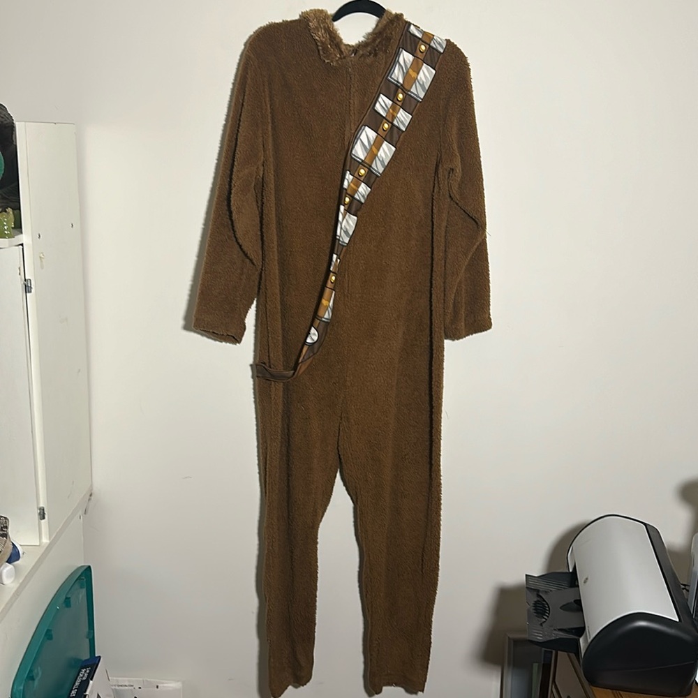 Star Wars Brown Chewbacca Onesie and vintage chewy mask rubber
